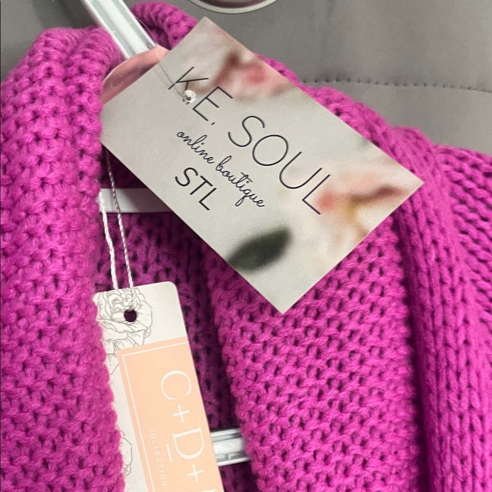 Vibrant Fuchsia Open-Front Cardigan.. - Picture 2 of 3